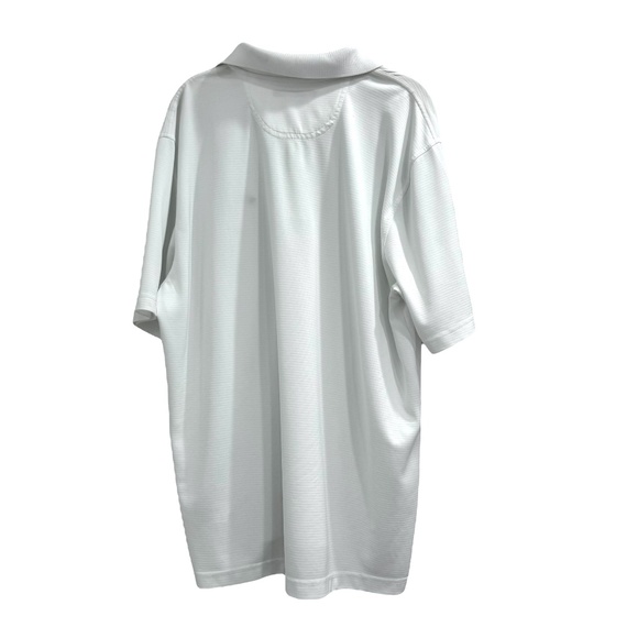 GREG NORMAN WHITE TONAL STRIPE PATTERN PLAY DRY COLLARED POLO SHIRT - Picture 7 of 11